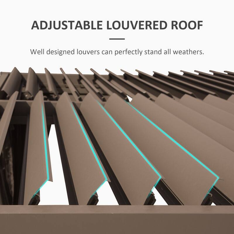 Domi Louvered Pergola 10' x 10', Aluminum Outdoor Pergola with Adjustable Louvers, Full Aluminum Frame, Built-in Gutter System
