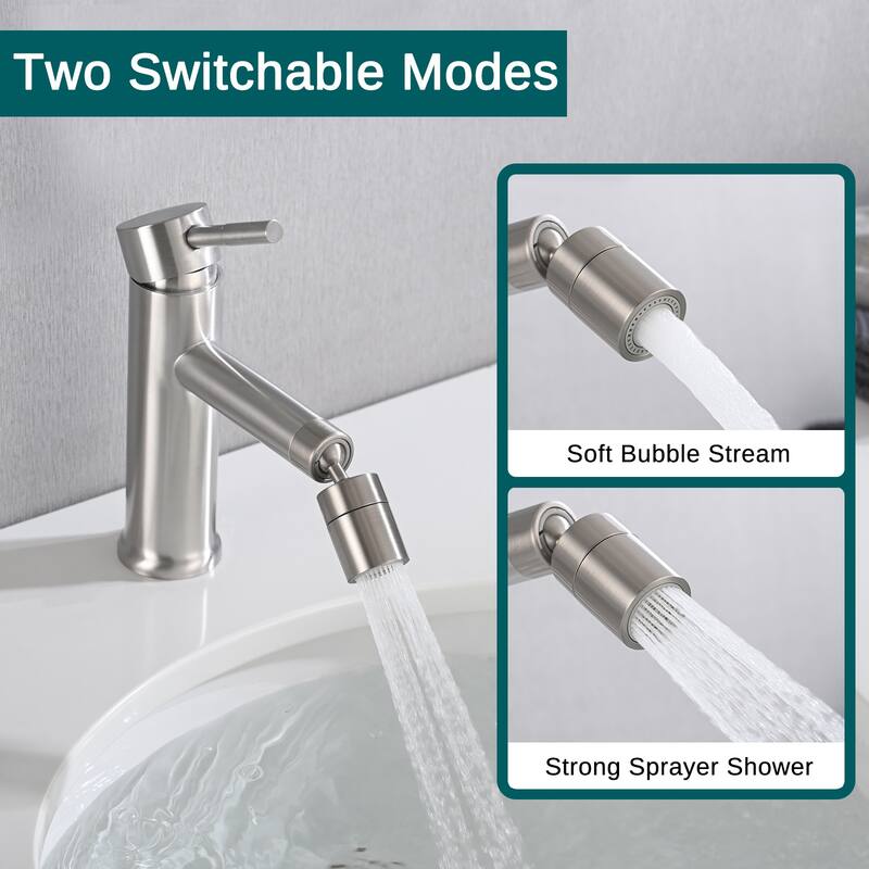 Single Handle Bathroom Sink Faucet with 360° Swivel Aerator and Dual Water Flow Mode, Anti Corrosion and Scratch Resistant