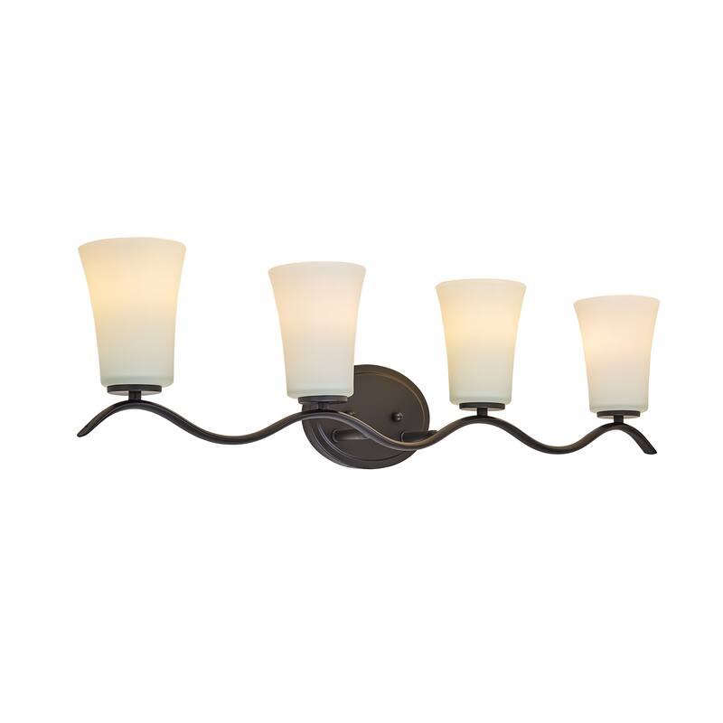 4 Lt Mount Bathroom light with white glass and gold finish - Oil Rub Bronze