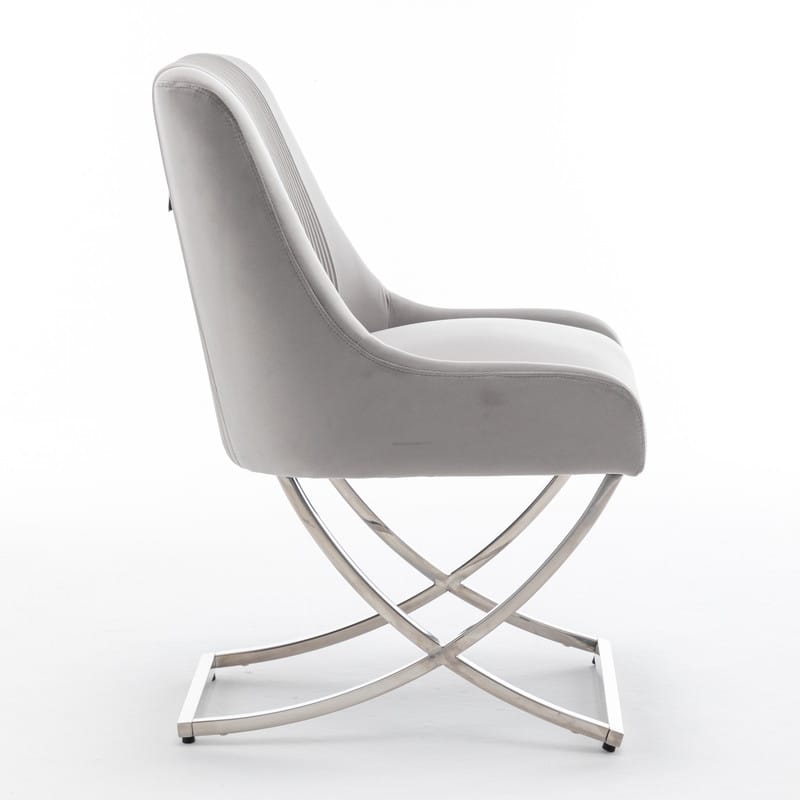 Modern Contempoary Velvet Dining Chair Set of 4 with Metal Frame Legs and Back Pull