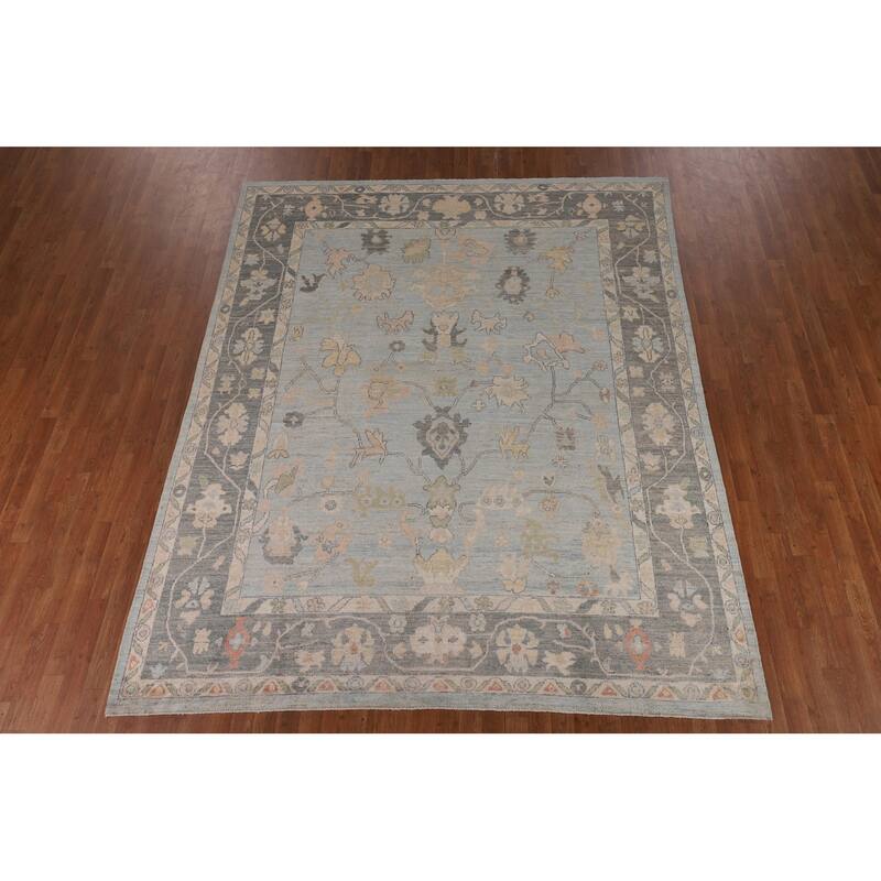 Vegetable Dye Oushak Area Rug Hand-Knotted Turkish Wool Carpet - 8'0"x 9'11"