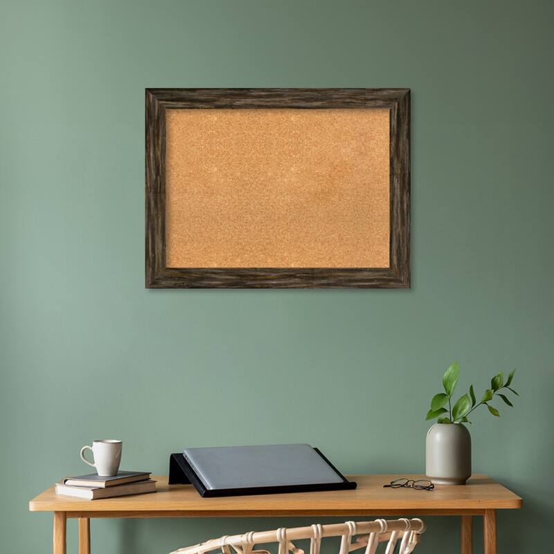 Fencepost Narrow Wood Framed Natural Corkboard Bulletin Board