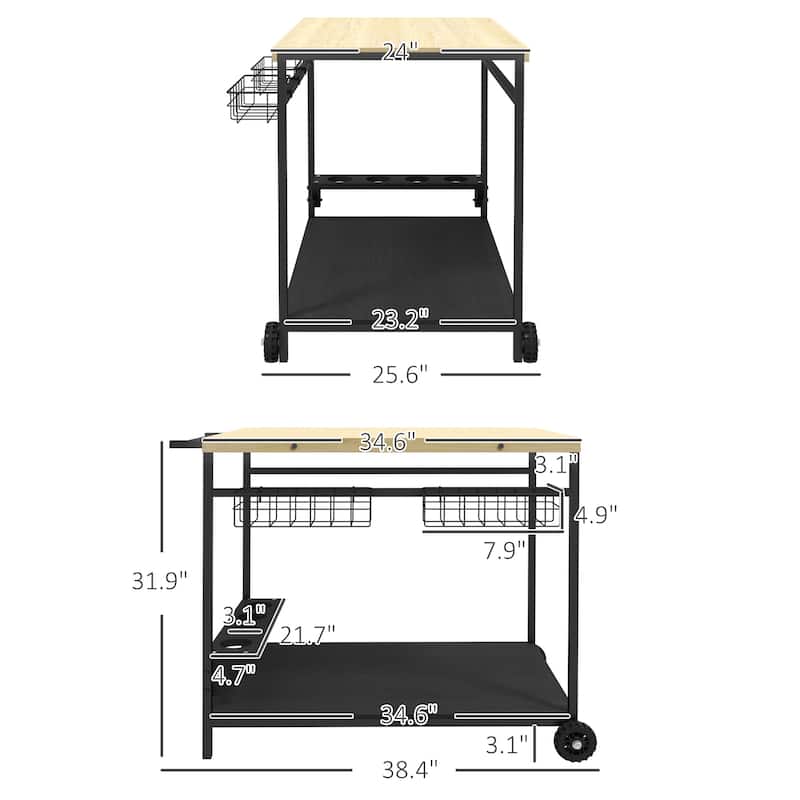 Patio Rolling Serving Cart with Wheels