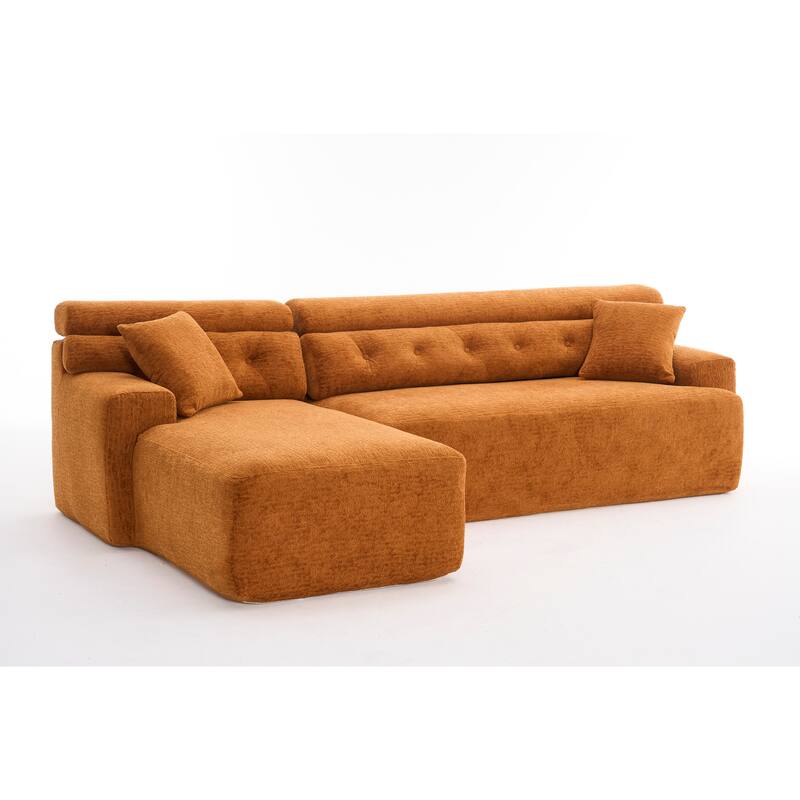 105" Chenille Sectional Sofa with Chaise Lounge & 2 Pillows