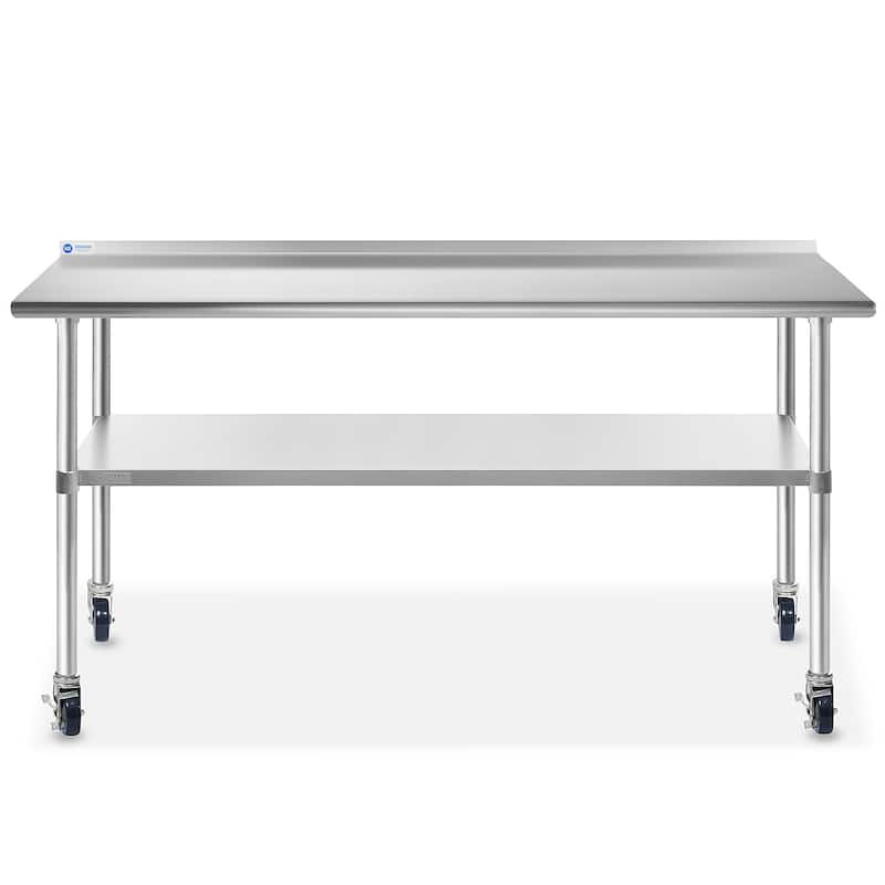 72 x 24in NSF Stainless Steel Prep Table with 4 Casters