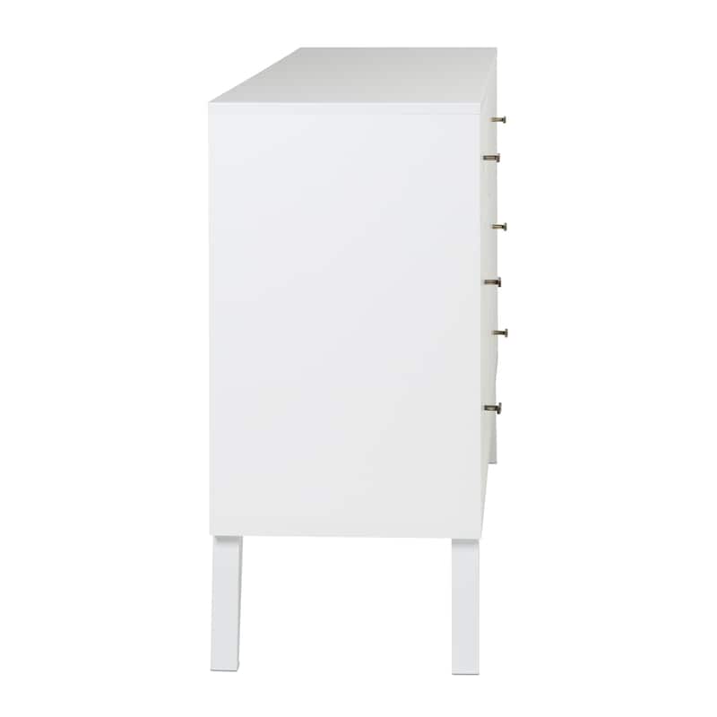 Prepac Milo Mid-Century Modern 6 Drawer Double Dresser for Bedroom, Chest of Drawers, Contemporary Bedroom Furniture