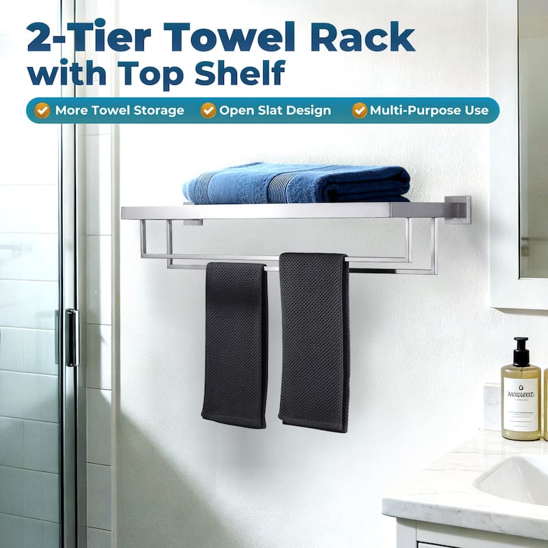 WOWOW 2-Tier Stainless Steel Bath Towel Rack