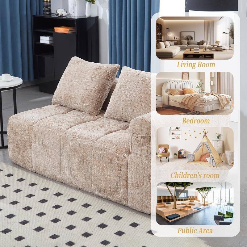 Chenille Loveseat Sofa, Minimalist Modular Sleeper for Living RoomS