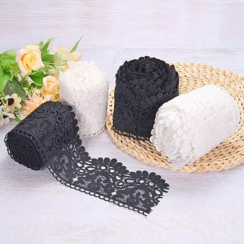 4 Inch Wide Lace Ribbon Floral Pattern Lace Trim Ribbon