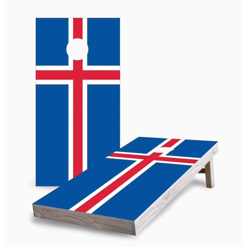 Icelandic Flag Corn Hole Board Set with Carry Case - 16 Years and Up