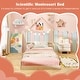 preview thumbnail 33 of 31, Costway Twin Size Floor Bed for Kids with Chimney Headboard & Handrail