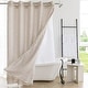 preview thumbnail 2 of 39, No Hooks Linen Textured Geometric Tassels Shower Curtain with Snap-in Liner