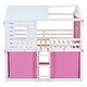 preview thumbnail 6 of 37, Full Size Solid Wood House Bunk Bed with Tent & Ladder