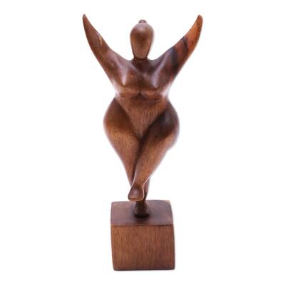 Novica Handmade Curvy And Happy Wood Sculpture - 11.75" H x 5" W x 2.8" D