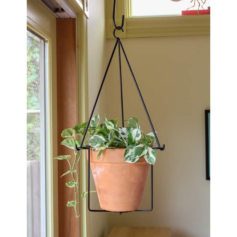Achla Designs 22.5"H Black Powdercoated Wrought Iron Indoor/Outdoor Vera Plant Hangers (Set of 2)