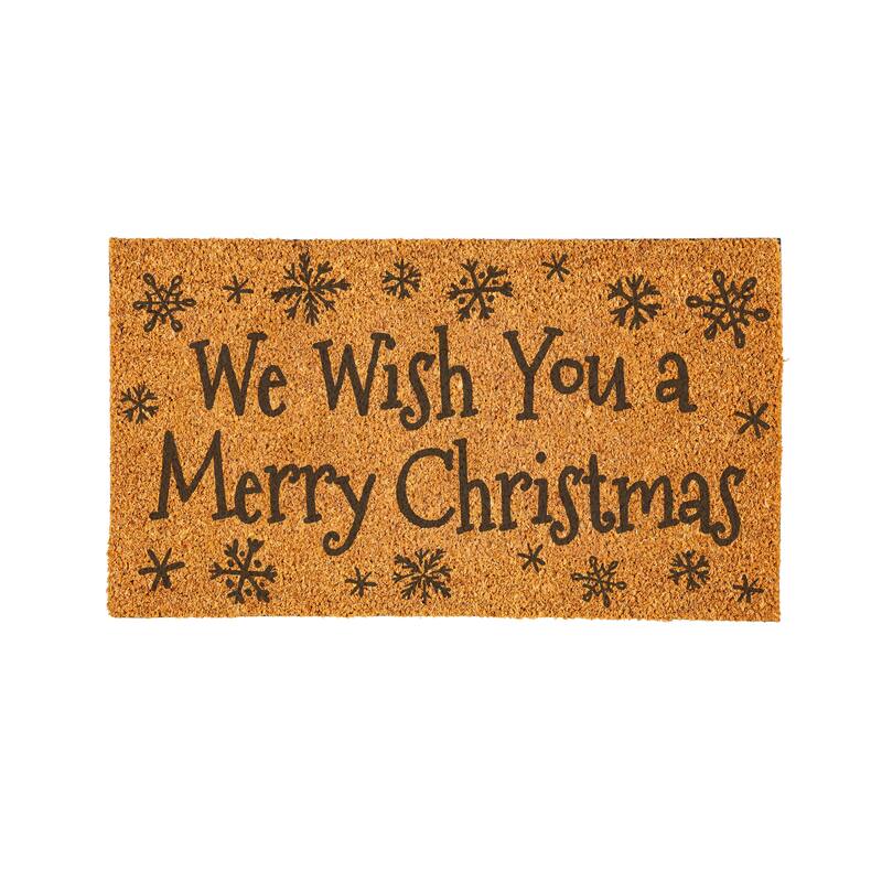 Nostalgia Christmas Tree Coir Door Mat - "We Wish You A Merry Christmas" - 28" x 16"