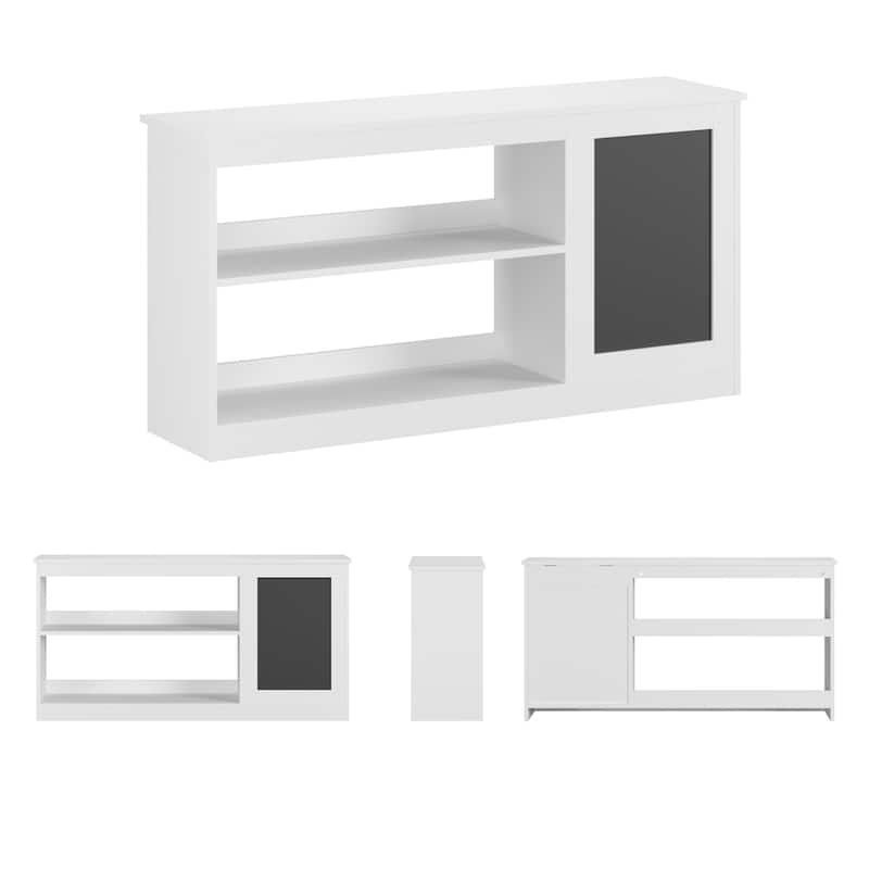3-in-1 Kids Bookshelf and Toy Storage Cabinet with Chalkboard - Modern White Organizer for Playroom
