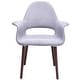 preview thumbnail 26 of 27, Retro Upholstered Dining Armchair w/ Walnut Legs Light Gray