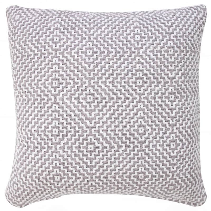 HomeRoots 20" X 20" Gray And White 100% Cotton Geometric Zippered Pillow