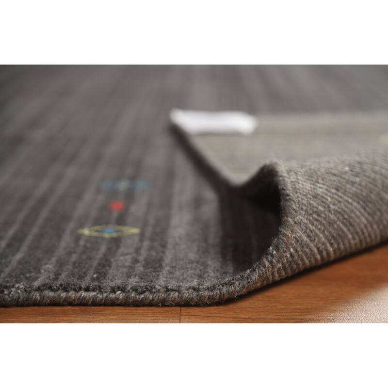 Hand Knotted Oriental 100% Wool Carpet Tribal Tribal Greys & Charcoal Gabbeh Area Rug - 10' 0'' X 8' 0''