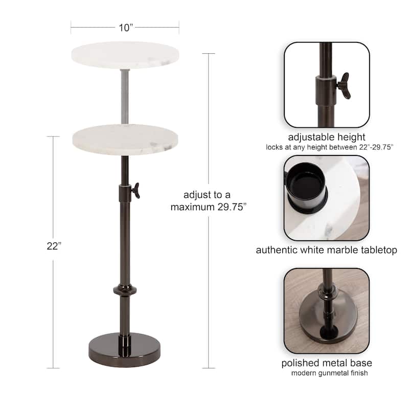Kate and Laurel Engles Adjustable Marble Table and Plant Stand