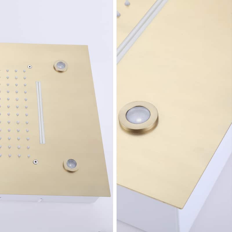 Ceiling LED 4-Way 3-Jet Complete Rain and Waterfall Shower System With Rough-in Valve