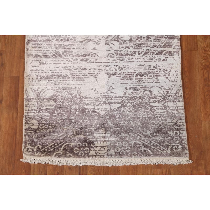 All-Over Abstract Oriental Runner Rug Handmade Wool Carpet - 2'9"x 7'8"