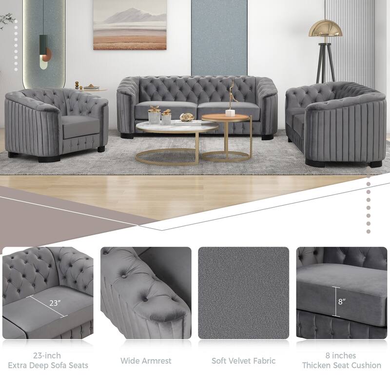 64.3" Velvet 2-Seat Sofa with Wood Frame & Ergonomic Backrest