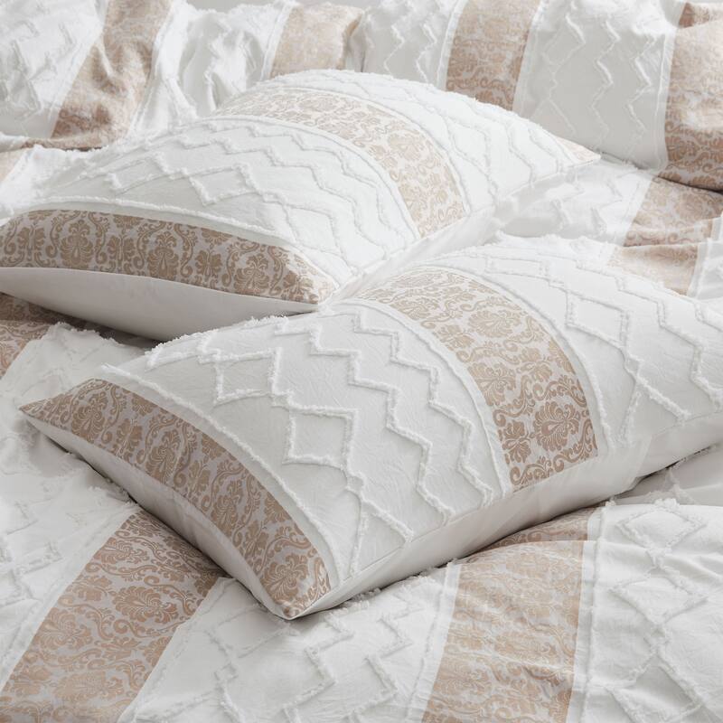 3-Piece Textured Stripe Geometric Oversized Stylish Duvet Cover Set