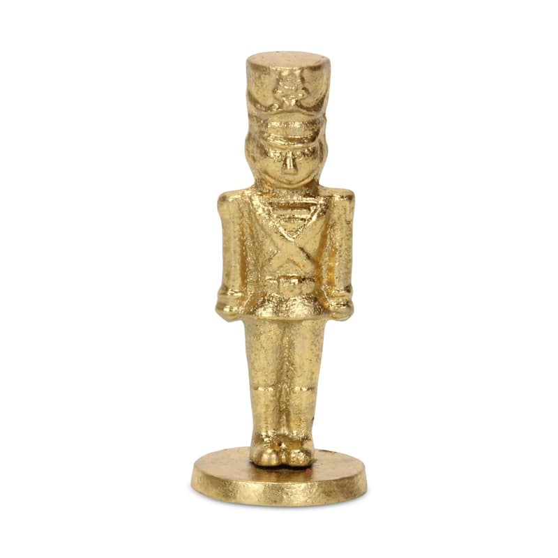 Large Christmas Nutcracker Cast Iron Figurine - 7" - Gold