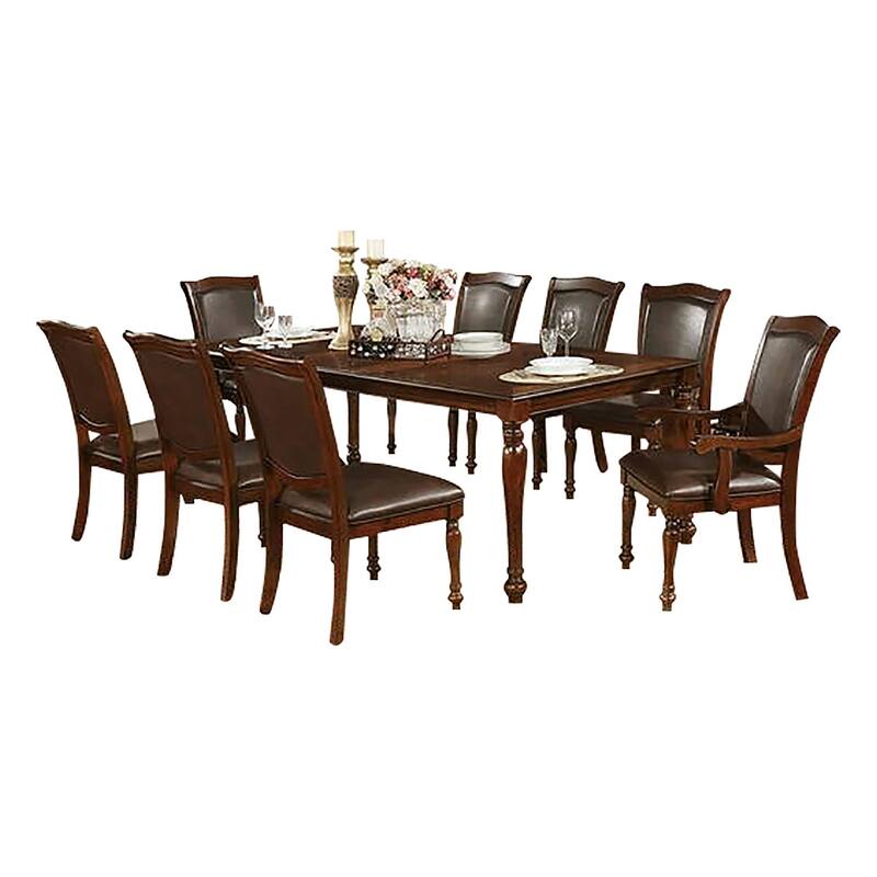 Dining Set in Brown Cherry and Espresso Finish