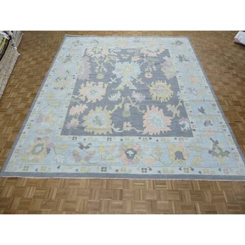 Hand Knotted Ivory Oushak with Wool Oriental Rug (9'2" x 11'9") - 9'2" x 11'9"