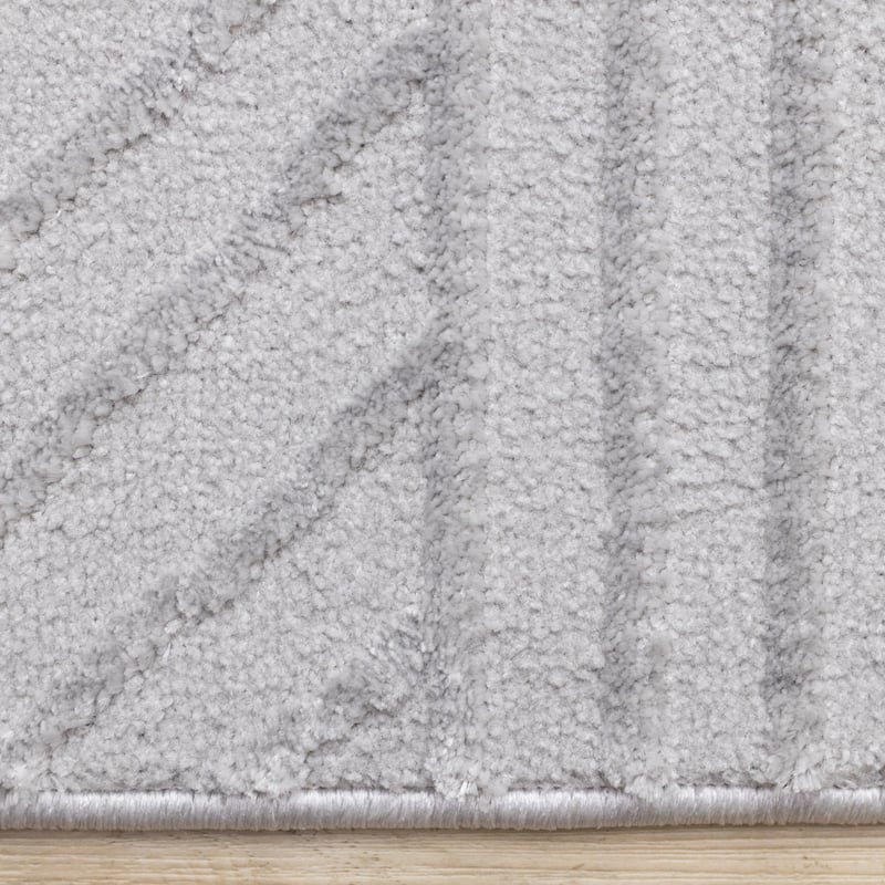 Ellie Collection - High-Low Textured Soft Polyester Grey Area Rug