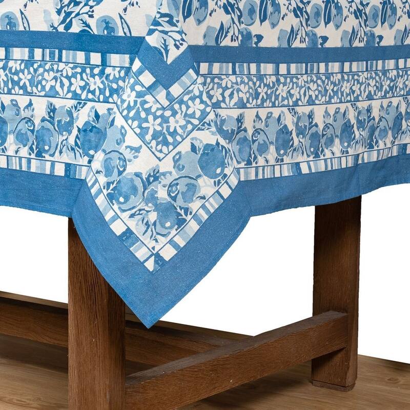 Couleur Nature Citron Tablecloth - Blue - 59" x 59"