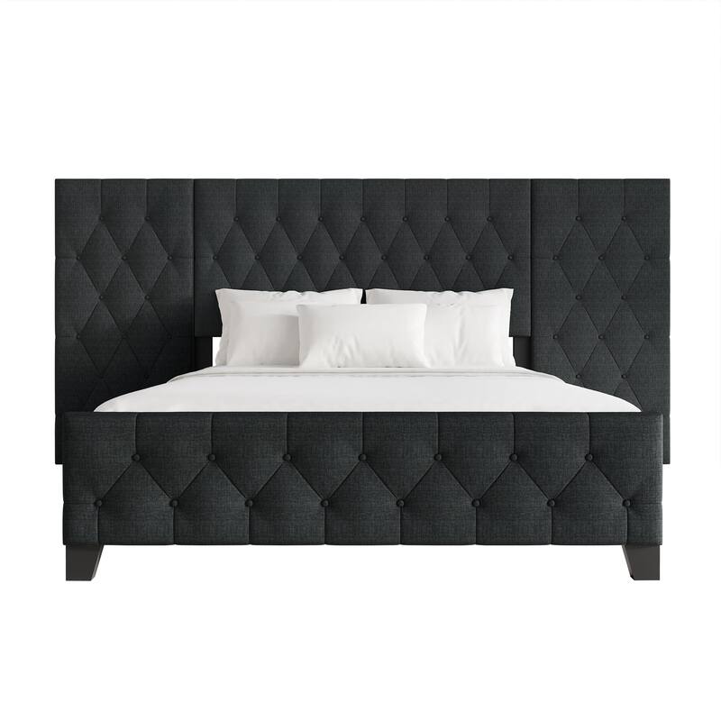 CraftPorch Modern Button Tufted Diamond Bed - Charcoal Grey - Queen