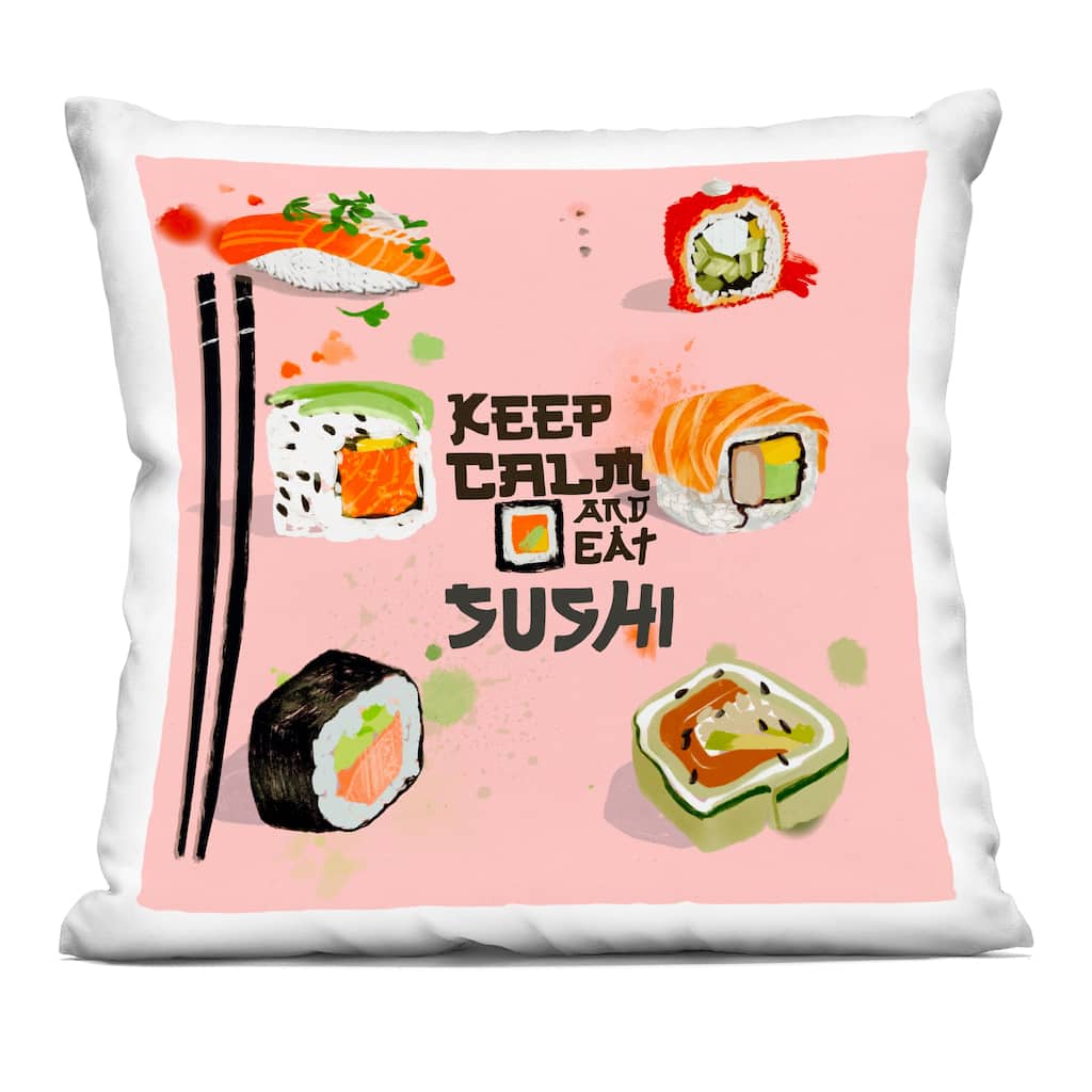 Stupell Keep Calm & Eat Sushi Decorative Printed Throw Pillow Design by Juliet Rose Philips