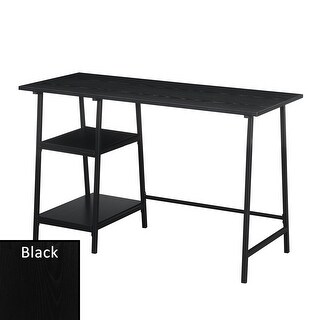 Porch and Den Logan Wood and Metal Desk with Removable Shelf (BLACK/BLACK)