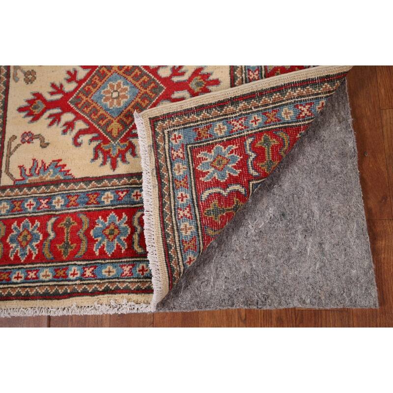 Traditional Kazak Oriental Foyer Rug Handmade Beige Wool Carpet - 3'3" x 4'11"