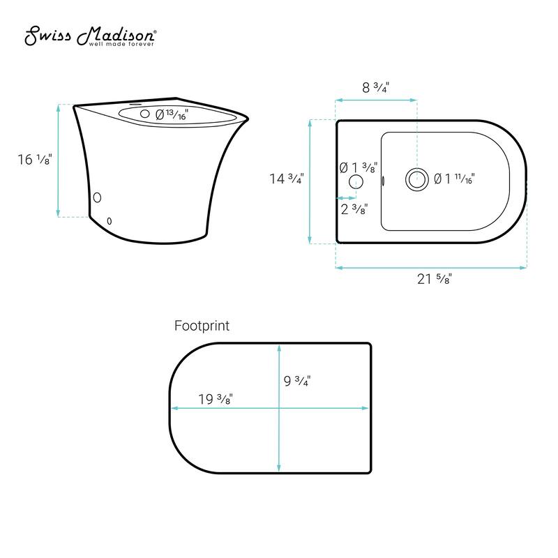 Vincennes Bidet - 21.6" x 14.75" 16.1"