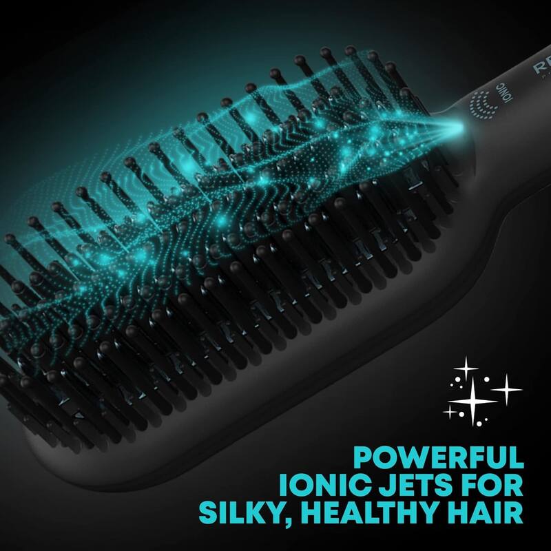 Revamp Progloss Deepform Ceramic Straightener Brush - Ionic Anti-Frizz Straightening Brush, Auto-Off & 9' Swivel Cord
