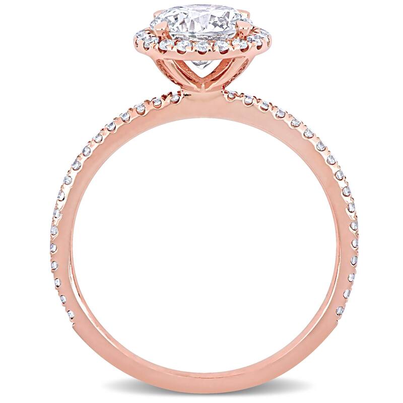 Miadora 1 1/3ct TDW Diamond Halo Engagement Ring in 14k Rose Gold