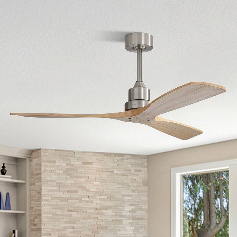 Sofucor 48/52 Inch Ceiling Fan with Light, Solid Wood Blades for Living Room, Bedroom,Smart Optional