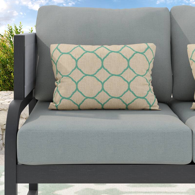 Corvus Rocio Patio Loveseat with Olefin Cushions and Sunbrella Pillows