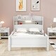 preview thumbnail 2 of 14, Twin Size Platform Bed with Built-in LED Light, Solid Wood Platform Bed Frame with Storage Headboard & Safety Guardrail