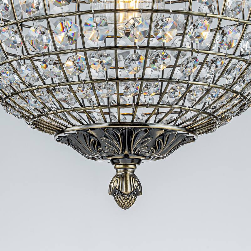 DancyHome 1/3-Light Retro Antique Bronze Crystal Globe Chandelier Small Sphere Pendant Light