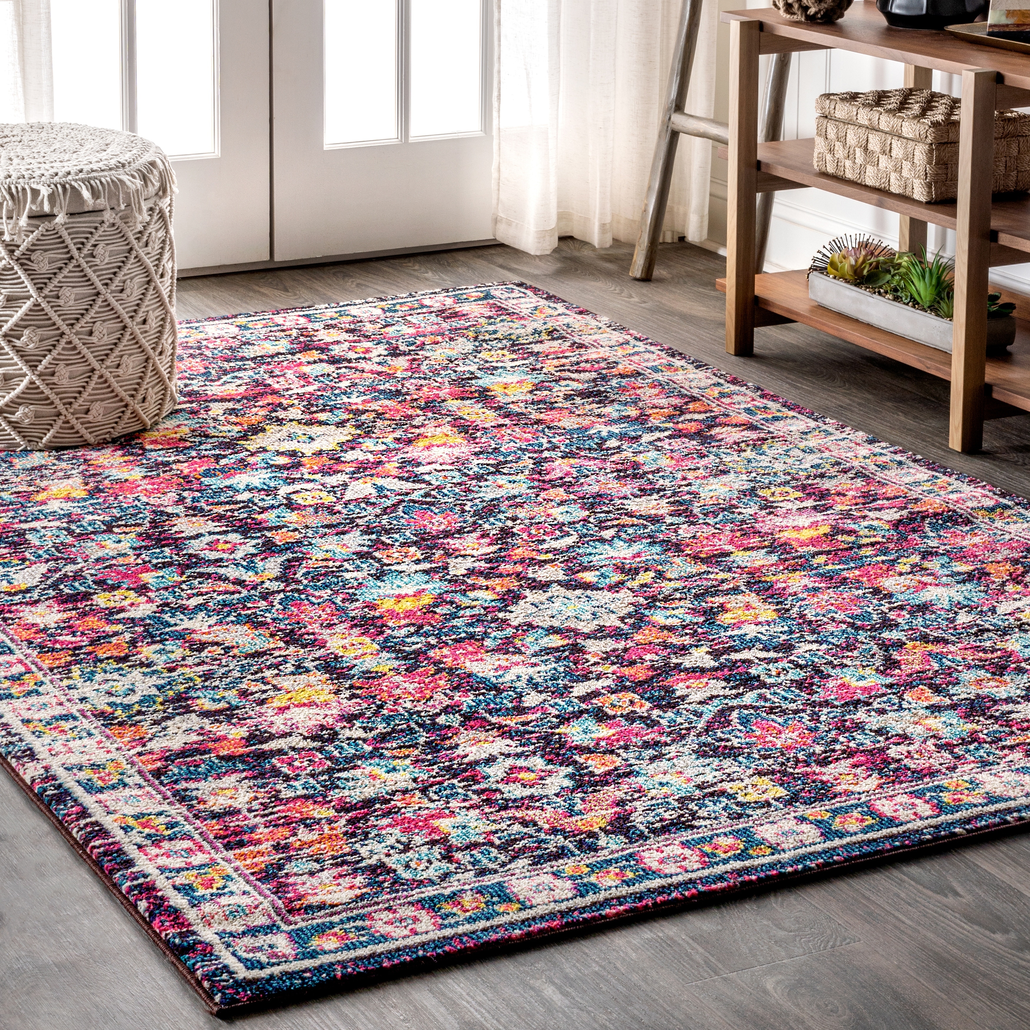 Shop Modern Persian Boho Floral Multi Purple Area Rug Overstock 27416385 Multi Purple 3 X 5