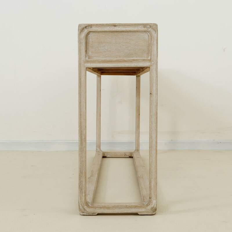 Artissance Reclaimed Peking Console Table With 3 Drawers & Weathered White Wash Finish, 34 Inch Tall