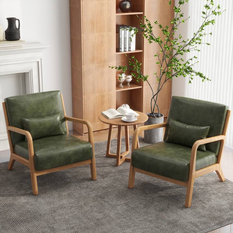 Upholstered Armchair Accent Chairs with Pillows Set of 2