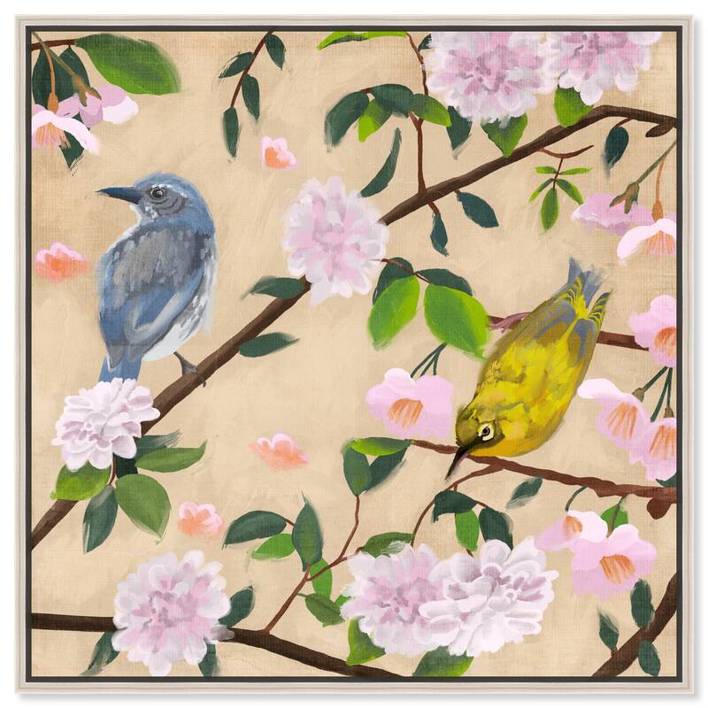 Birds Cuddle Canvas by Art Remedy - 12" x 12" - Silver