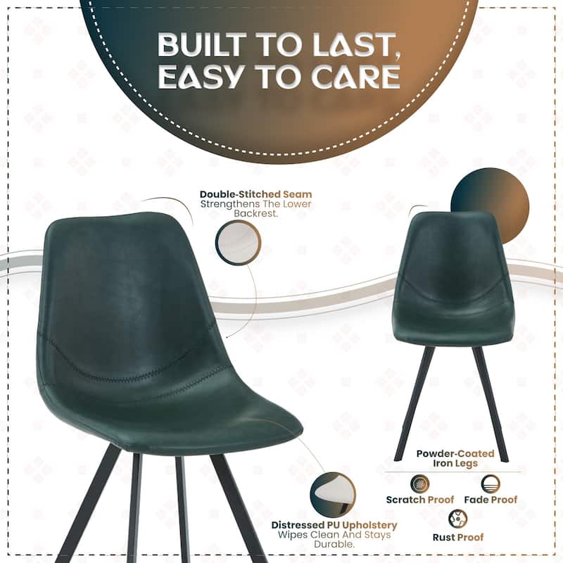 Markley Modern Ergonomic Leather Dining Chair with Black Steel Legs, Scratch-Resistant & Comfortable Kitchen Chair